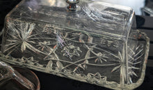 Load image into Gallery viewer, Glass Butter Dishes (LG top is plastic w/heat surface cracks from Dishwasher)
