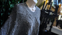 Load image into Gallery viewer, Devoted Grey Cable Knit &amp; Pearl  Sweater XL-1X

