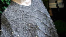 Load image into Gallery viewer, Devoted Grey Cable Knit &amp; Pearl  Sweater XL-1X
