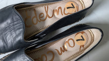 Load image into Gallery viewer, Sam Edelman Black Leather Espadrille Jute Loafer Shoes Flats sz7
