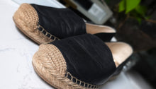 Load image into Gallery viewer, Sam Edelman Black Leather Espadrille Jute Loafer Shoes Flats sz7
