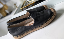 Load image into Gallery viewer, Sam Edelman Black Leather Espadrille Jute Loafer Shoes Flats sz7
