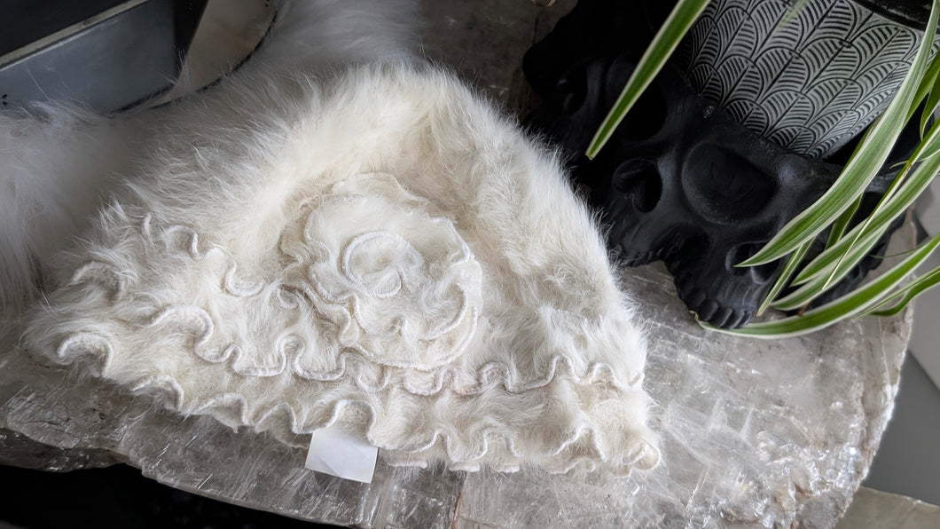 Creation Almar Ivory White Rabbit Fur Hat Tuque