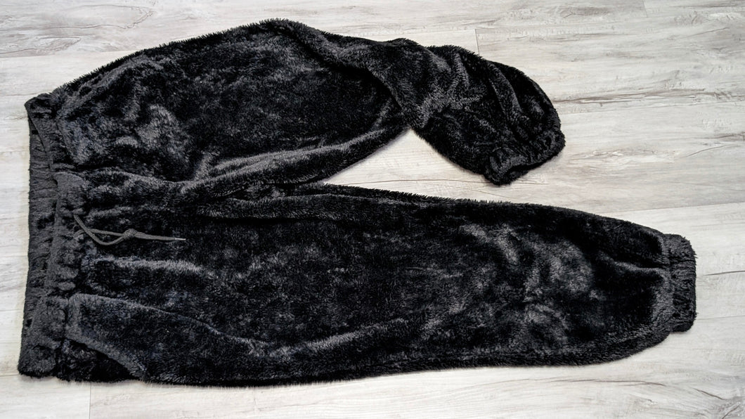 Black Faux Fur Lounge Pants XL