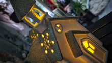 Load image into Gallery viewer, Lighted White &amp; Gold Glitter Ceramic Christmas Church

