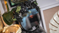 Handmade Skull & Crystal Mirror w/Back Storage