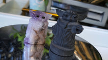 Load image into Gallery viewer, 2&quot; Obsidian &amp; Amethyst Crystal Yoda Set
