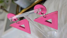 Load image into Gallery viewer, Vintage Pop 80&#39;s Hot Pink &amp; Black Triangle Drop Earrings
