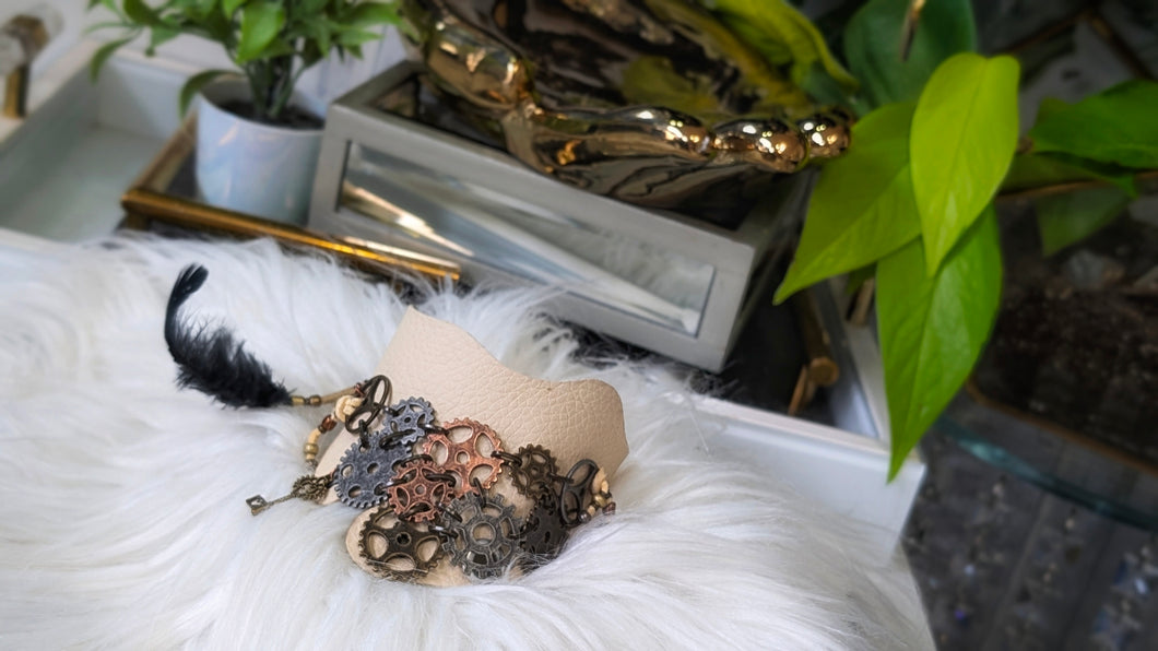 Handmade Adjustable Steampunk Leather Cuff Bracelet