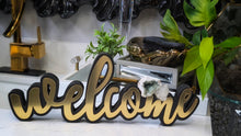 Load image into Gallery viewer, Gold &amp; Black &quot;Welcome&quot; Sign with Crystals
