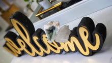 Load image into Gallery viewer, Gold &amp; Black &quot;Welcome&quot; Sign with Crystals
