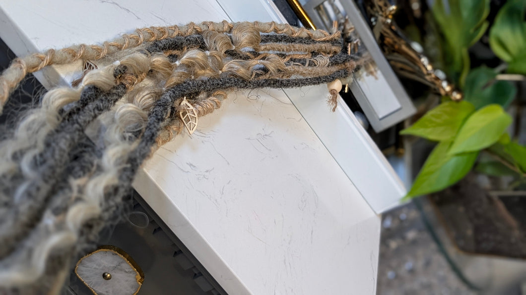 Natural Tan Dread Lock Hair Clip Extensions (2pc)