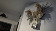 Load image into Gallery viewer, Wall Mount Glass Vase w/Rocks &amp; Pampas Grass Arrangement
