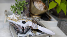 Load image into Gallery viewer, Custom Made Lace &amp; Starfish Seashell Hair Paddle Brush
