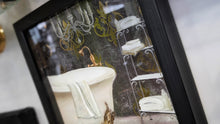 Load image into Gallery viewer, Black &amp; Gold Etched Clawfoot Tub Glass Wall Art

