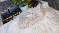 Druzy Clear Quartz Crystal Candle Holder