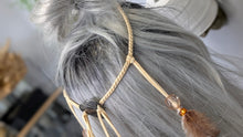 Load image into Gallery viewer, Handmade YOUTH Adjustable Feather Beaded Heart Headband
