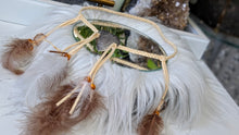 Load image into Gallery viewer, Handmade YOUTH Adjustable Feather Beaded Heart Headband
