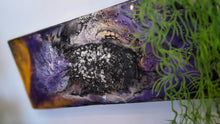 Load image into Gallery viewer, Wood Canvas Epoxy Resin Moonstone Crystal "SPACE" Art Piece
