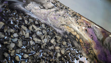 Load image into Gallery viewer, Wood Canvas Epoxy Resin Moonstone Crystal "SPACE" Art Piece
