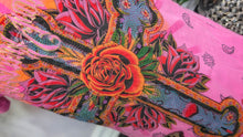 Load image into Gallery viewer, Christian Audigier Pink Rose &amp; Cross Rhinestone Accent Dress XL NWT
