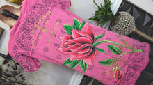 Load image into Gallery viewer, Christian Audigier Pink Rose &amp; Cross Rhinestone Accent Dress XL NWT
