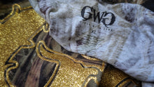 Load image into Gallery viewer, Girls with Guns Camo &amp; Gold Glitter Graphic Tee XL
