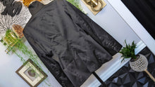 Load image into Gallery viewer, Suzy Shier Vintage Black Satin Blazer MD-LG
