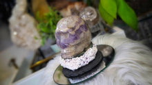 Load image into Gallery viewer, 3.5" Dogtooth Dream Chevron Amethyst Crystal Skull
