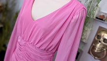Load image into Gallery viewer, Love X Design Barbie Pink Rouched Sheer Sleeve Dress SM NWT
