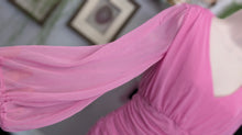 Load image into Gallery viewer, Love X Design Barbie Pink Rouched Sheer Sleeve Dress SM NWT
