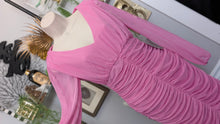Load image into Gallery viewer, Love X Design Barbie Pink Rouched Sheer Sleeve Dress SM NWT

