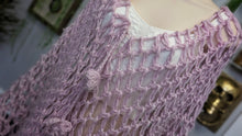 Load image into Gallery viewer, Kenzie Lavender Purple Mesh Knit Poncho Shawl O/S
