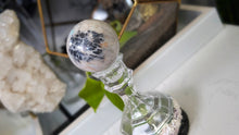 Load image into Gallery viewer, 2.5" Amazonite &amp; Pyrite Crystal Sphere with Glass Stand
