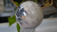 Load image into Gallery viewer, 2.5" Amazonite &amp; Pyrite Crystal Sphere with Glass Stand
