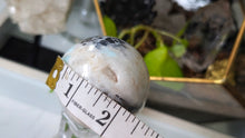 Load image into Gallery viewer, 2.5" Amazonite &amp; Pyrite Crystal Sphere with Glass Stand

