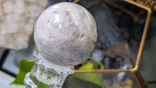 Load image into Gallery viewer, 2.5" Amazonite &amp; Pyrite Crystal Sphere with Glass Stand
