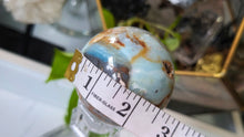 Load image into Gallery viewer, 2.5" Amazonite &amp; Pyrite Crystal Sphere with Glass Stand

