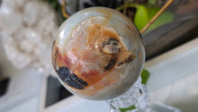 Load image into Gallery viewer, 3" Amazonite Crystal Sphere with Glass Stand
