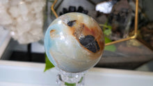 Load image into Gallery viewer, 3" Amazonite Crystal Sphere with Glass Stand
