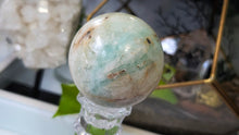 Load image into Gallery viewer, 3" Fluorite Crystal Sphere with Glass Stand
