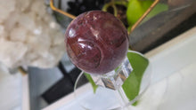 Load image into Gallery viewer, 2" Petrified Wood Fossil Sphere with Glass Stand (chipped corner)
