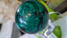Load image into Gallery viewer, 2" Malachite Crystal Sphere with Glass Stand
