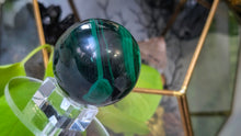 Load image into Gallery viewer, 2" Malachite Crystal Sphere with Glass Stand
