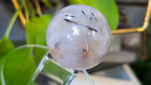 Load image into Gallery viewer, 1.5" Tourmaline Quartz Crystal Sphere with Glass Stand
