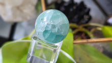 Load image into Gallery viewer, 1" Rainbow Fluorite Sphere with Glass  Stand
