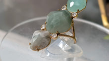Load image into Gallery viewer, Faceted Green Aventurine &amp; Agate Crystal Ring sz6
