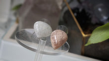 Load image into Gallery viewer, Rainbow &amp; Peach Moonstone Crystal Adjustable Rings 2pcs
