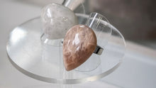 Load image into Gallery viewer, Rainbow &amp; Peach Moonstone Crystal Adjustable Rings 2pcs

