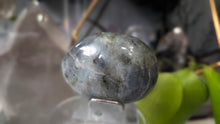Load image into Gallery viewer, 3" Labradorite Crystal Palmstone (stand not Included)
